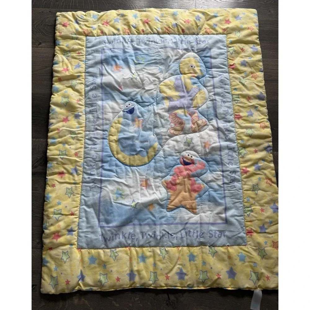 Rare Sesame Street Twinkle Little Star Baby Blanket Crib Comforter Quilt Vtg